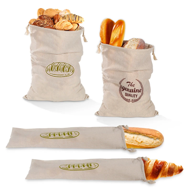 Linen Bread Bag Reusable Bags For Bread Drawstring Bags Homemade Artisan Storage Bag Baguette Food Storage Containers bread storage bag storage bag