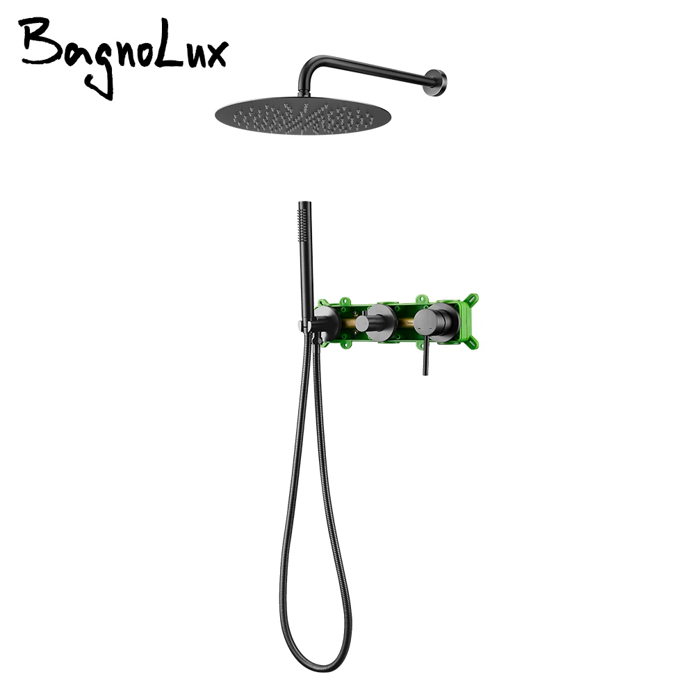 Shower Faucet Embed Box Wall Mounted Rain Head Hot &Cold Shower Tap Handheld 2 Ways Ceiling Arm Bathroom Mixer shower set