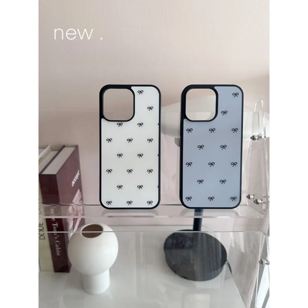 French Retro Elegant Ribbon Silver Edge Epoxy Anti-Drop Phone Case