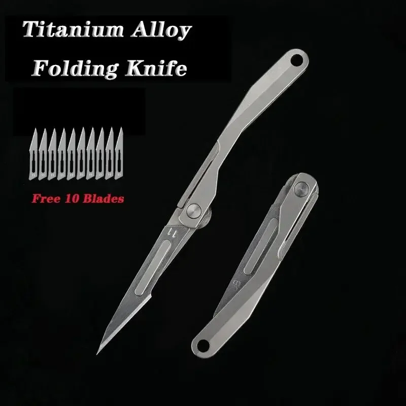 

EDC Titanium Mini Folding Surgical Knife, Paper Knife, Portable Keychain, Hanger, Disassembled and Express Delivery