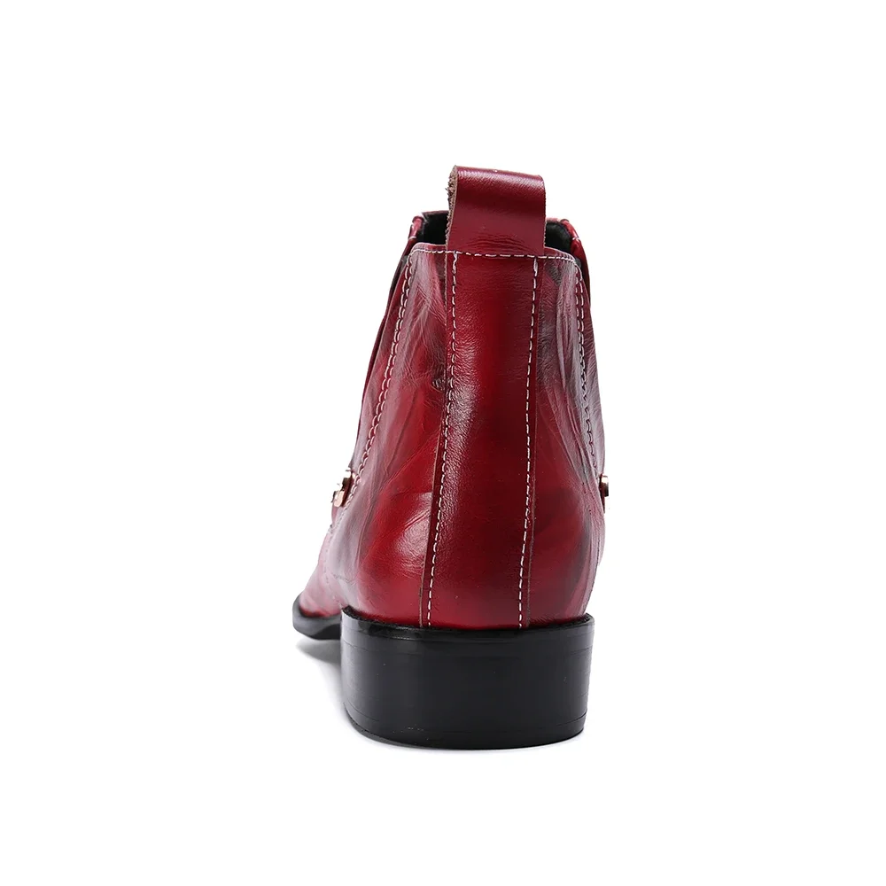 British Style Square Toe Solid Color Dress Shoes Original Zipper Big Size Short Boots Leisure Leather Man Chelsea Boots