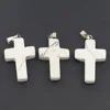 10PCS Natural Stone White Turquoise Cross shaped Pendant Christian Jewelry Making DIY Necklace Earrings Accessories Gift 1