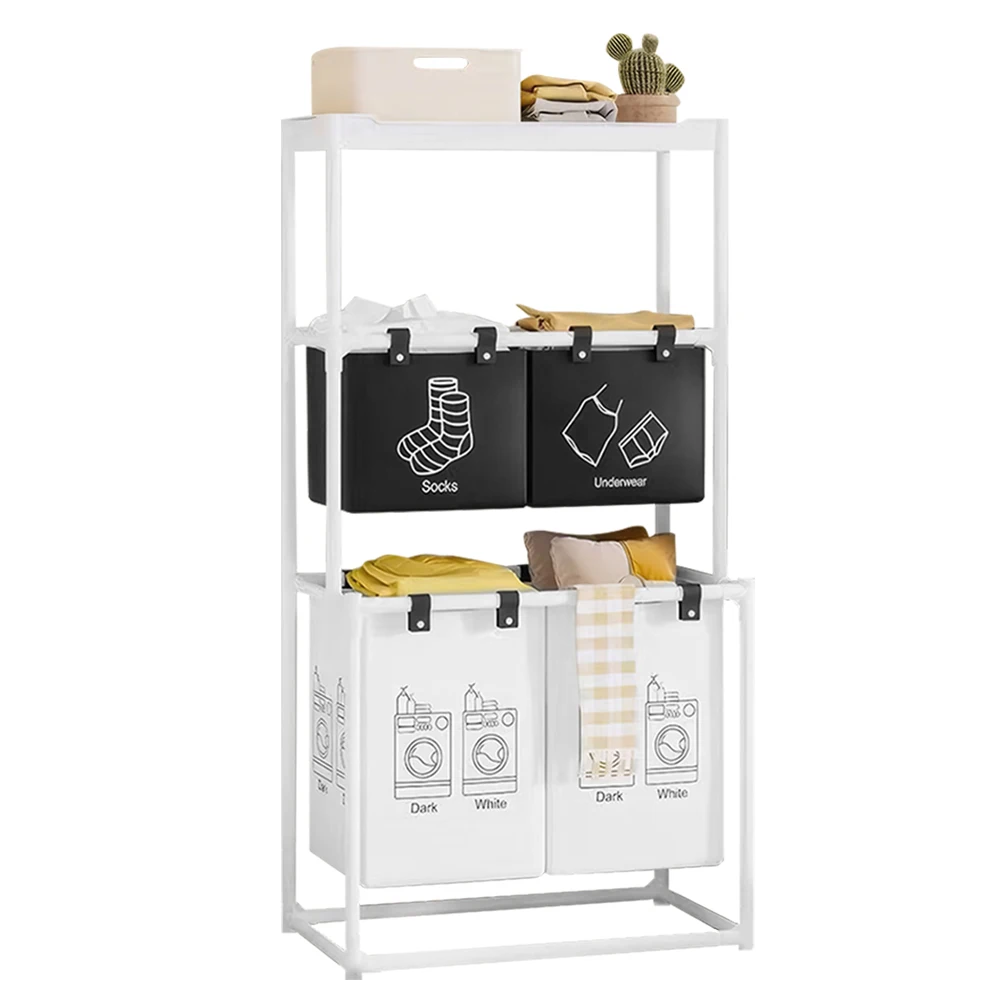 Laundry Sorter Basket Laundry Storage Hamper 2/3 Layer Dirty Clothes Hamper Waterproof Sorter Organizer for Home Dorm