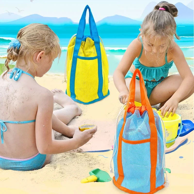 Mesh Swimming Bag For Children Portable Beach Bag Foldable Beach Toys Basket Storage Kids Outdoor Children Swimming Dry Sack