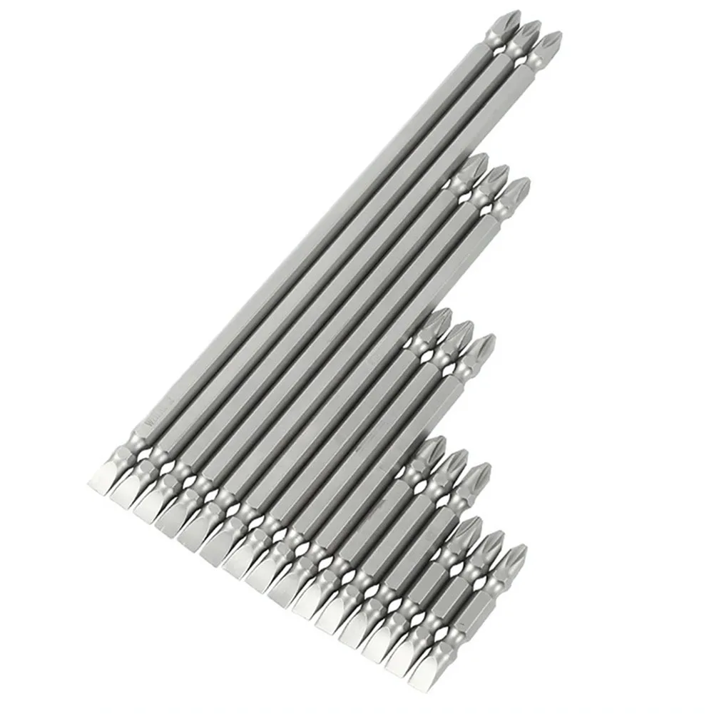 

10pcs Screwdriver Bits PH2 Double Head Magnetic Drill Bit Cross Slot Head Metric Thread 50/65/100/150/200mm For Electric Driver