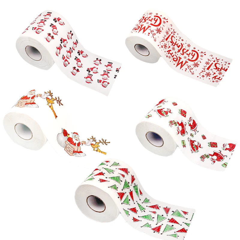 Creative Roll Paper Christmas Pattern Series Toilet Paper Santa Claus Reindeer Tissue New Year Party Xmas Ornament toilet roll paper paper tissue