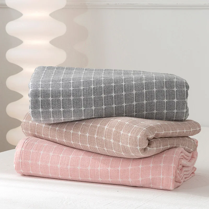 

Plaid Cotton Blanket for Bed Gauze Thin Towel Quilt Double Queen King Bed Bedspread Sofa Cover Bedding Sheet Plaid on the Bed