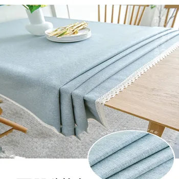 Table cloth waterproof oil proof and wash free solid color imitation cotton linen rectangular dining table cloth art jack
