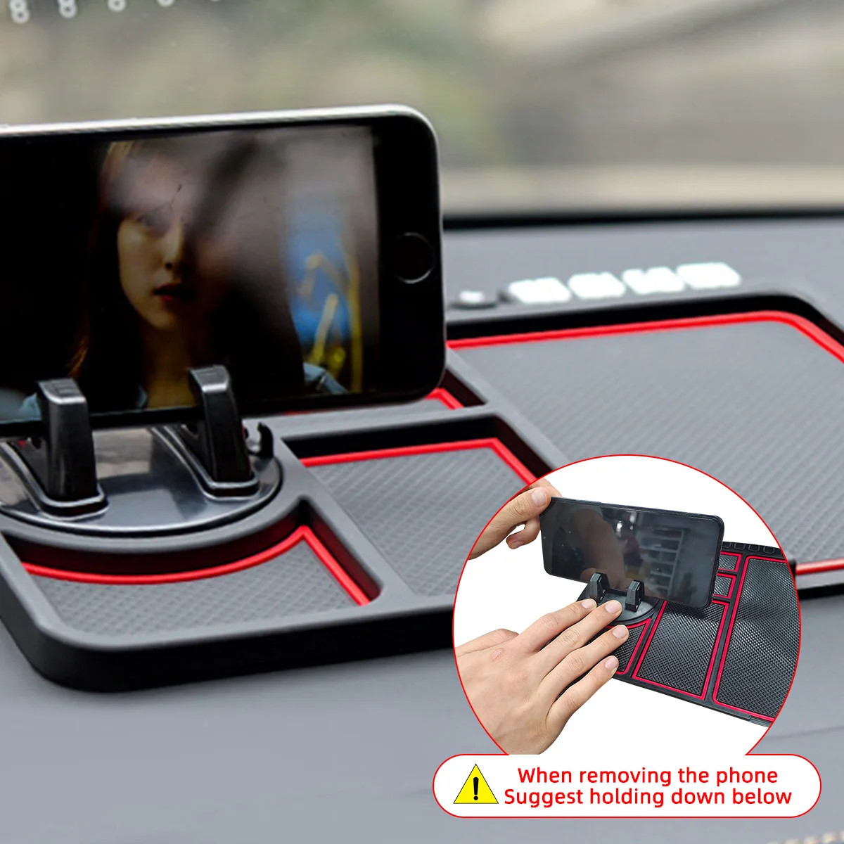 Multi Functional Car Anti Slip Pad With Car Phone Holder And Storage Pad Suitable For Storing Phone Keys And Small Tools