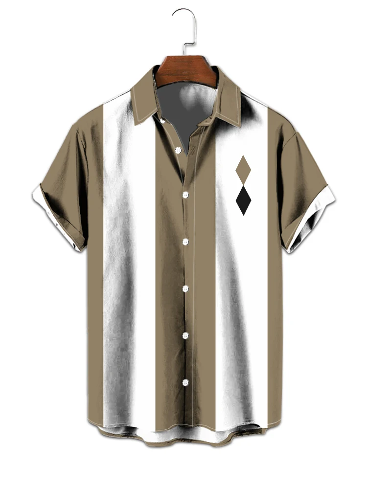 

Summer men's simple and fashionable 3D digital printing shirt casual and versatile short-sleeved lapel men's shirt