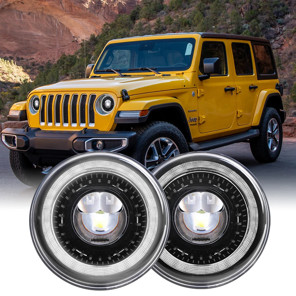 

7inch H4 Led Headlights Turning Daytime Running Car Light Assembly For Land Rover Defender Toyota Jeep Wrangler JK Lada Niva 4X4