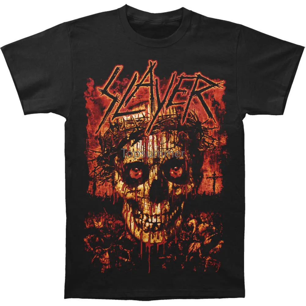 

Slayer Men'S Crowned Skull T-Shirt Black 2019 Newest Letter Print Top Tee 100% Cotton Print Mens Summer O-Neck T Shirts