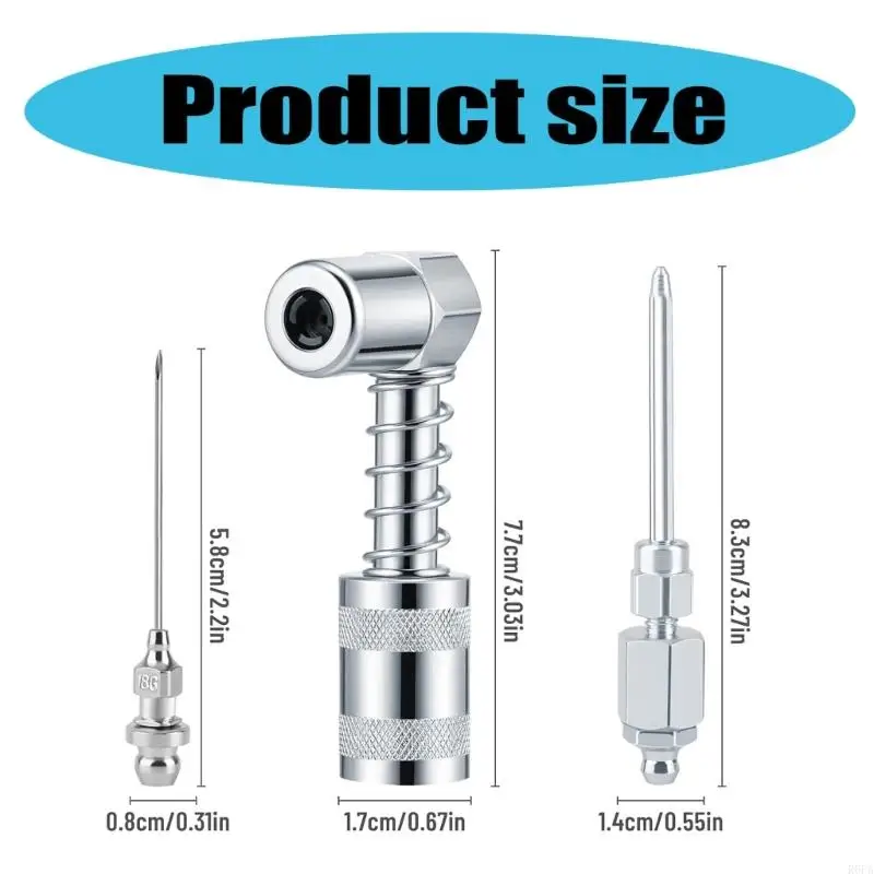 Grease Guns Needle Nozzle With Covers, 90 Degree Lubrication Tool Suitable for Hard to Reach Fittings Auto Repair Shops