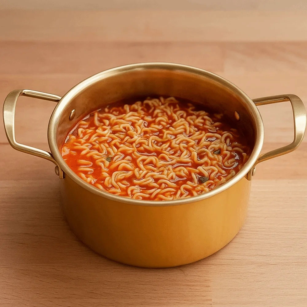 Kitchen Cookware Stainless Steel Korean Ramen Pot Deepened with Lid Stew Pot Rust Resistant Gold Soup Cooking Pot Hotpot