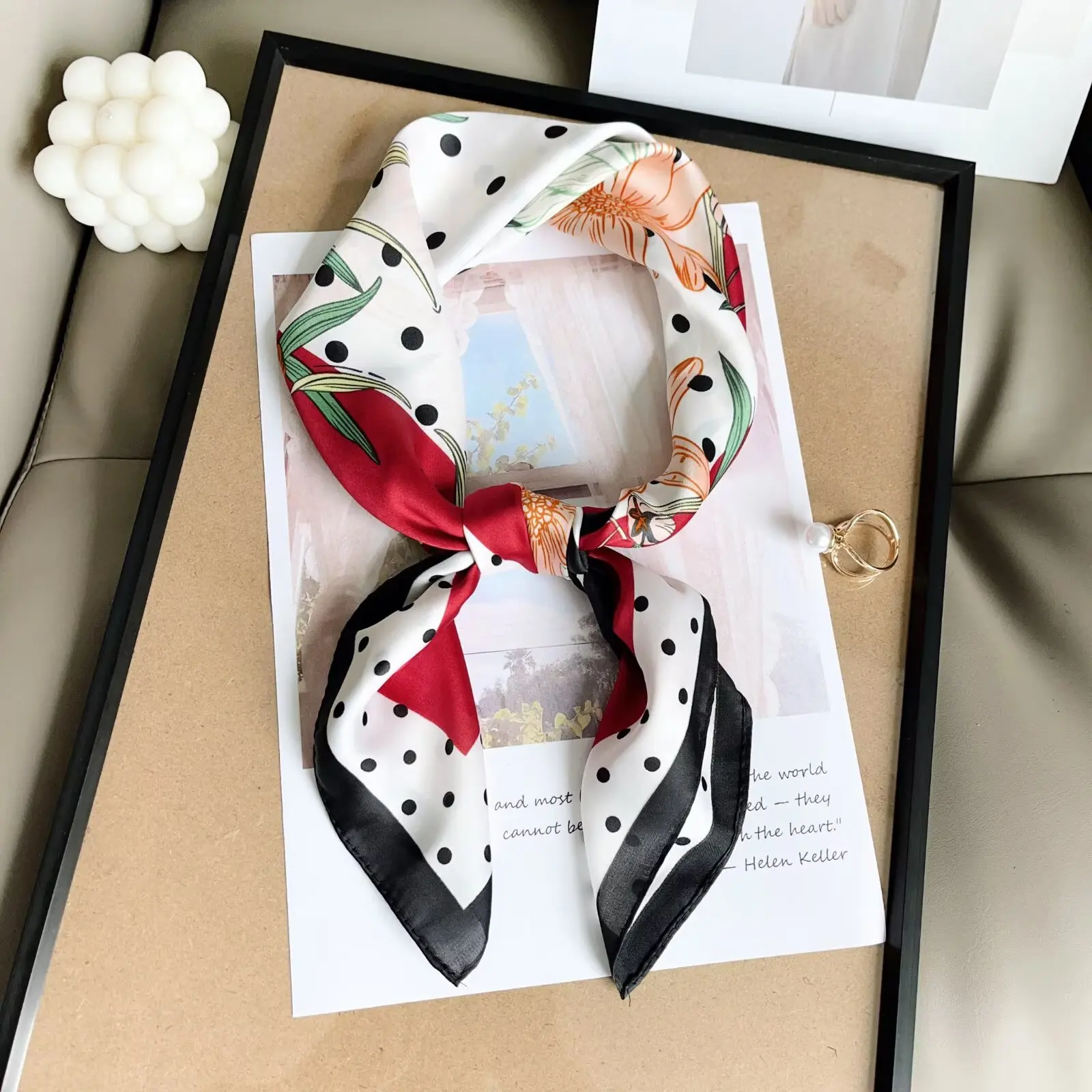 2025 Luxury Square Silk Scarf for Women Hijab Hair Bands Neckerchief Female Satin Shawl Ribbon Headband Fashion Wraps Bandana