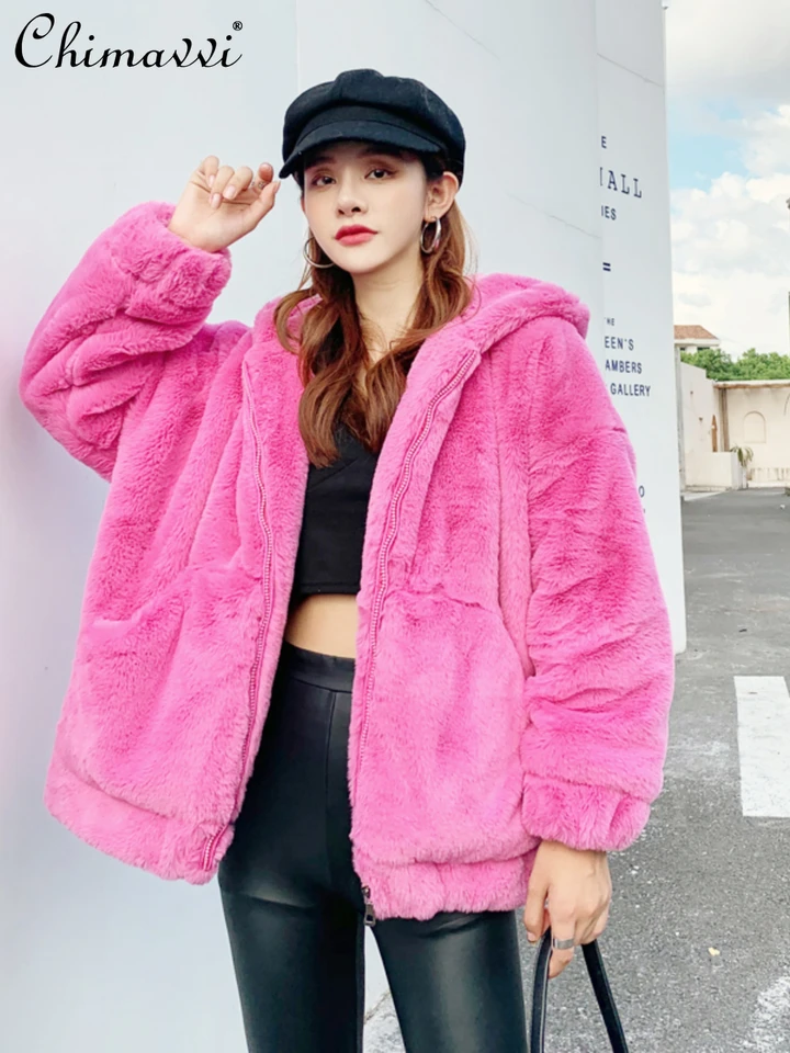 archive fur denim jacket pink n2b y2k Y2k Coat Women 2022 Autumn