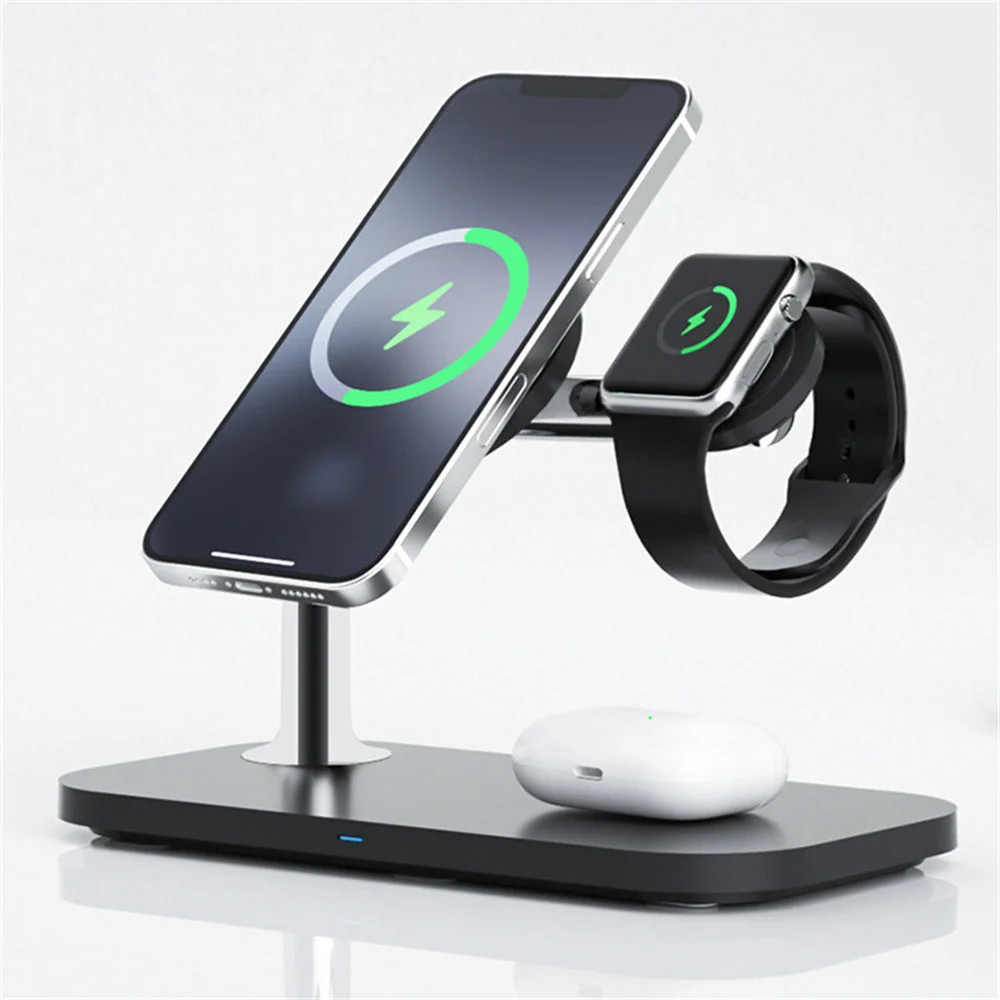 

3 in 1 Magnetic Wireless Charger Dual 15W Fast Charge for iPhone15 14 13 12 11 XSMAX XR for Apple Watch Wireless Charging Stand