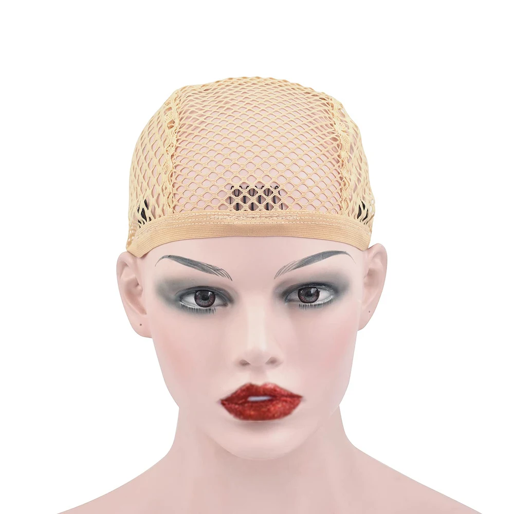Wig Cap Black Stretchable Crochet Wig Cap with 4 Hair Clips Mesh Braided for Making