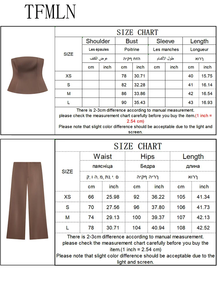 2pcs Office Ladies Tube Tops Pant Sets Fashion Chic Sleeveless Back Zipper Strapless Tops Straight Trousers Causal Outfits 2026