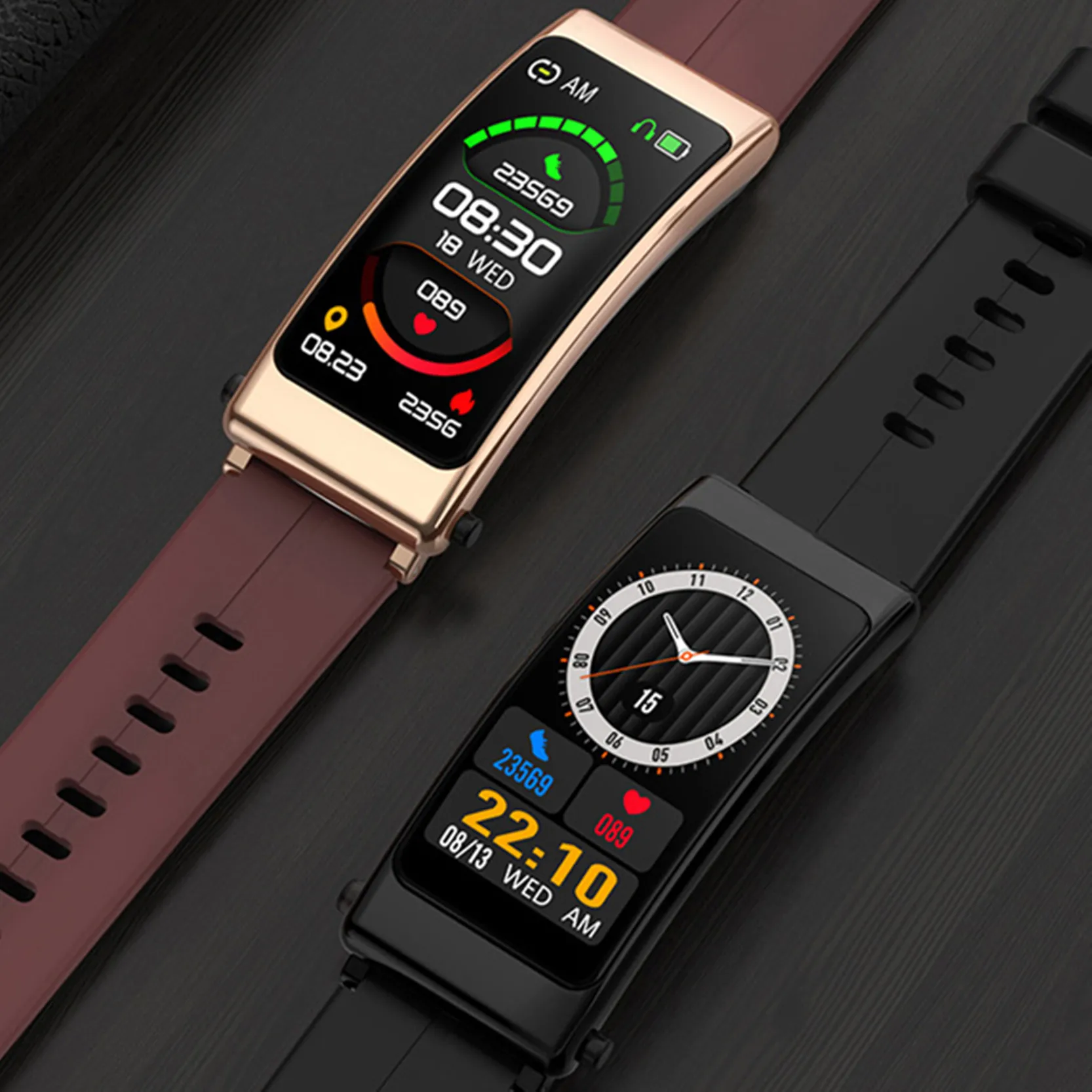 스마트 손목 밴드 블루투스 이어폰, 심박수 수면 모니터링, 통화 음악, 건강 스포츠 팔찌 헤드셋, 시계 컬러 스크린, 2 인 1