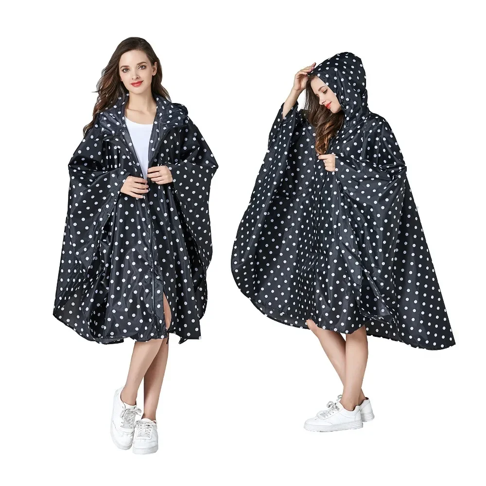 Raincoat Poncho Women's Stylish Waterproof Rain Poncho with Hood and Zipper