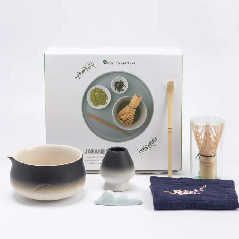 Ceramic Matcha Tea Set - Mountain Gradient Design...
