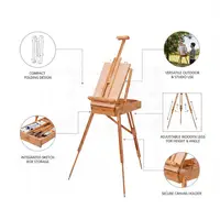 Tripod folding French wooden easel equipped with a built-in sketch storage box. Made of high-quality solid wood, it is sturdy and stable with excellent load-bearing capacity during creation. 3