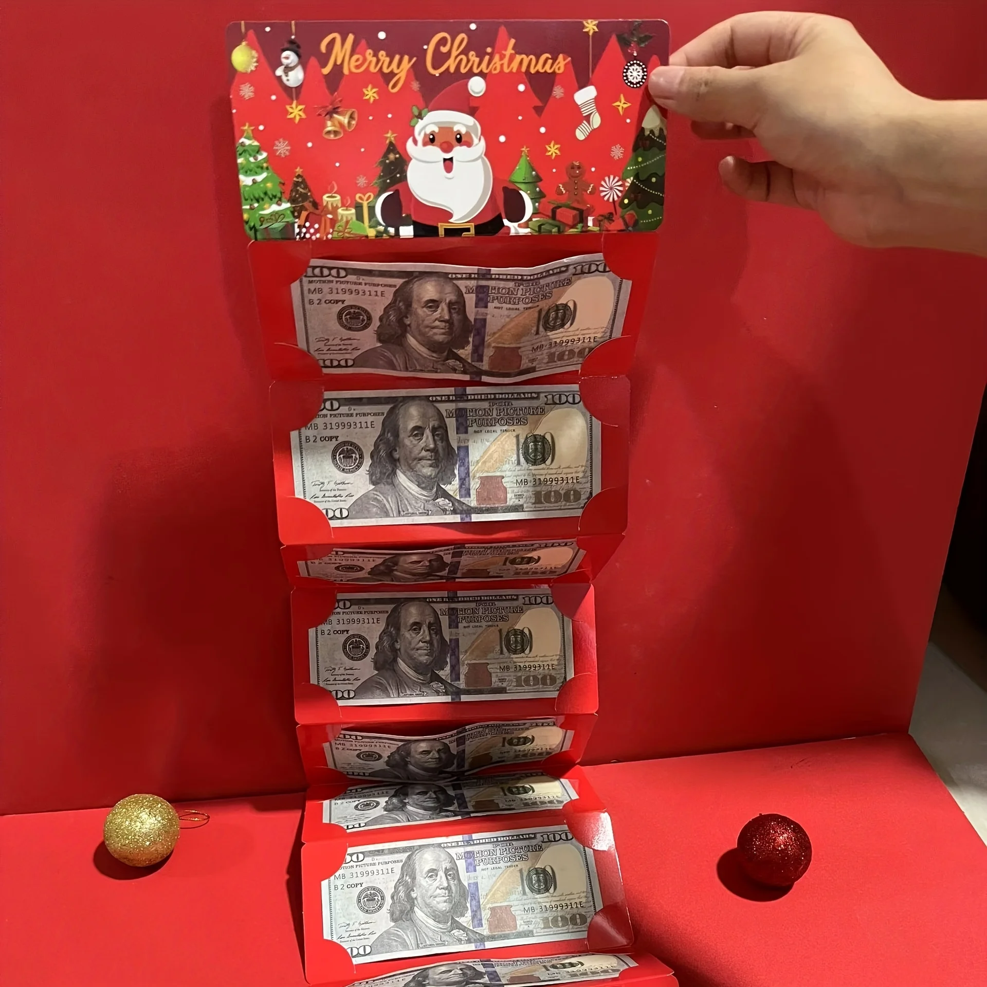 1/3 stücke Weihnachten Bargeld Geschenk Karte Halter 10 Grid Dollar Bill Karton Teiler Urlaub Partei Liefert Spiel Karten festliche Geld Tasche – Detail 7