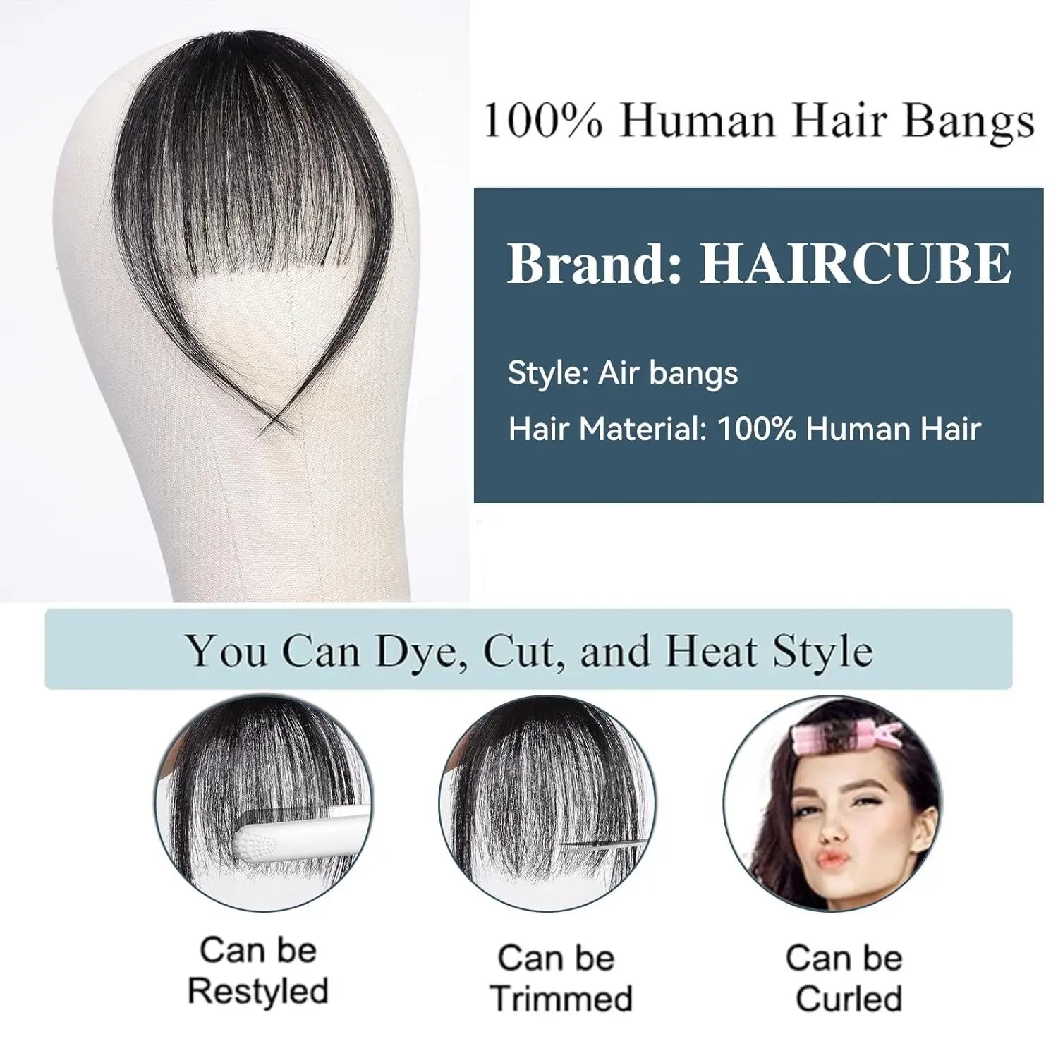 Human Hair Bangs 100% Human Hair Wispy Bangs Hair Clip