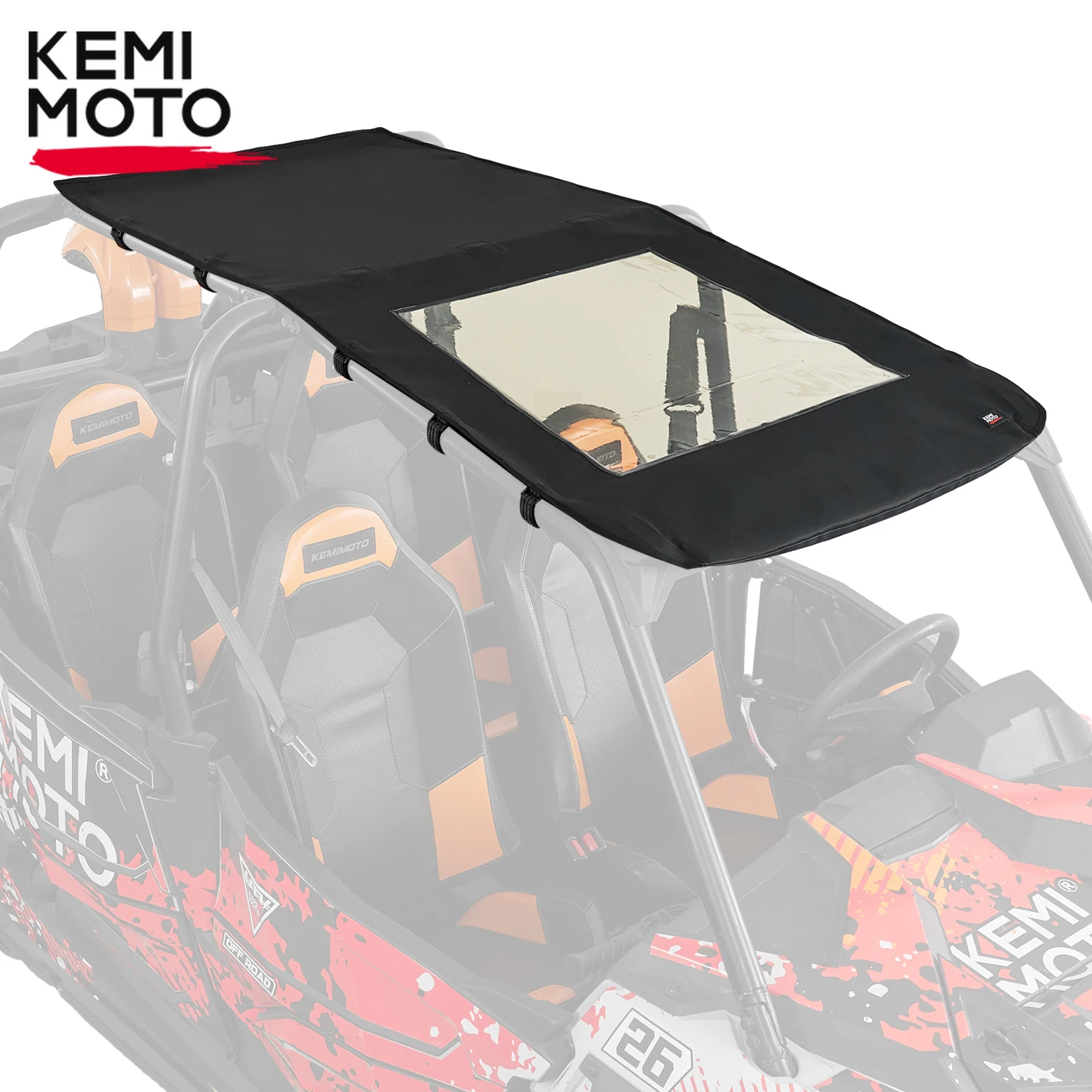 

KEMIMOTO UTV Soft Top Waterproof Roof 1680D Sunshade Canopy Compatible with Polaris RZR XP 4 1000 / 4 Turbo / 4 900 2014-2023