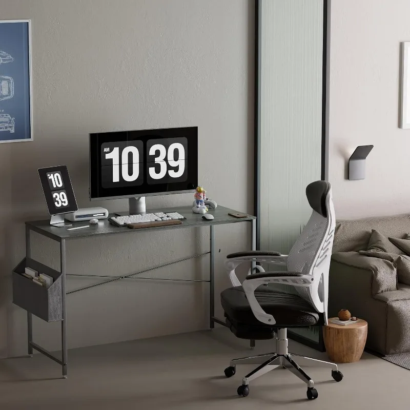 47 Inch Computer Desk for Small Spaces with Storage Bag, Home Office Work Desk with Headphone Hook, Small Office Desk 2