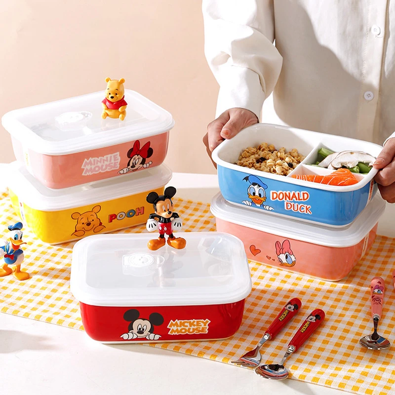 Anime Disney Kawaii Lunch Box Mickey Minnie Tigger Ceramic Children School  Office Lunch Fruit Food Bento Food Storage Box Gift - Animation  Derivatives/peripheral Products - AliExpress