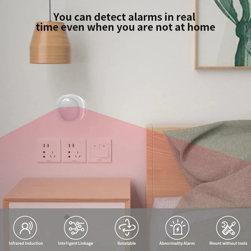 Tuya WIFI 120&deg; Adjustable Angle Smart Motion Sensor PIR Infrared Body Movement Mobile Phone Remote Alert Wireless Body Detection