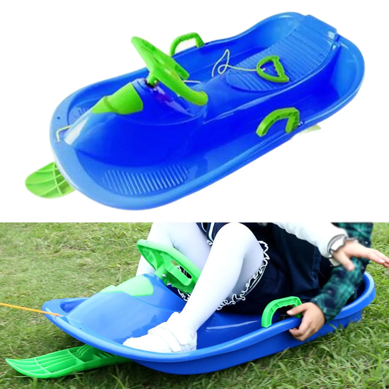 Snow Sled with Steering Wheel Brake Unique Steerable Snow Sled for Boys Kids