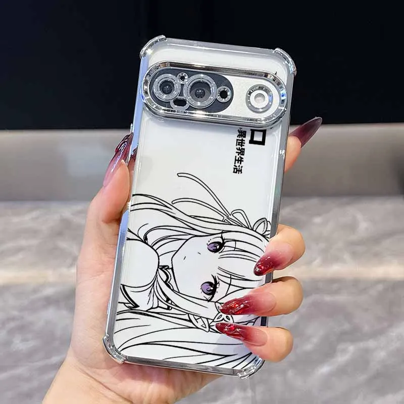 Kawaii Rem Emilia Plating Drop-Proof Transparent Phone Case