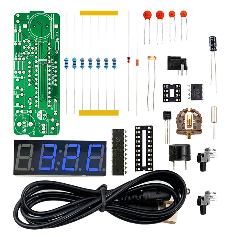 4-Digit Digital DIY Clock Kit with Acrylic Shell - Soldering Practice
