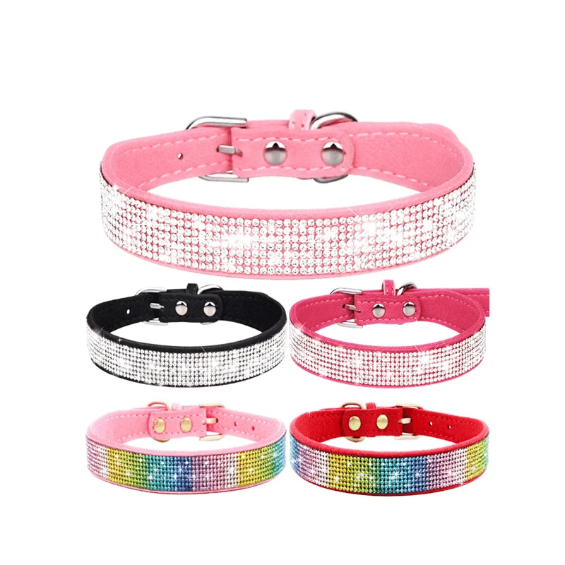 

Dog Collar Crystal Glitter Rhinestone Pet Collars Zinc Alloy Buckle Collar For Small Medium Dogs Cats Chihuahua Pug Dog Collar