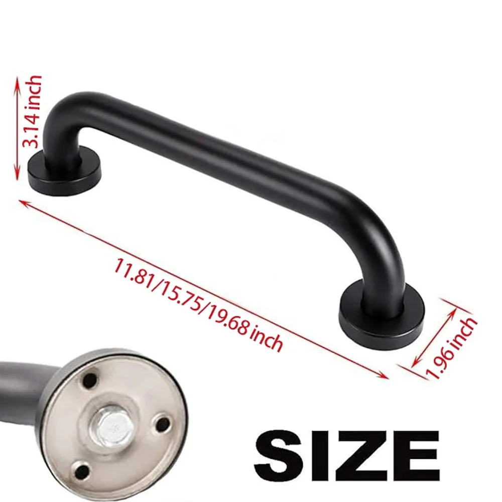 16 Inch Shower Grab Bar,Black Shower Handle,Bathroom Balance Bar,Safety Hand Rail Support Bar for Handicap Elderly Injury - Image 3