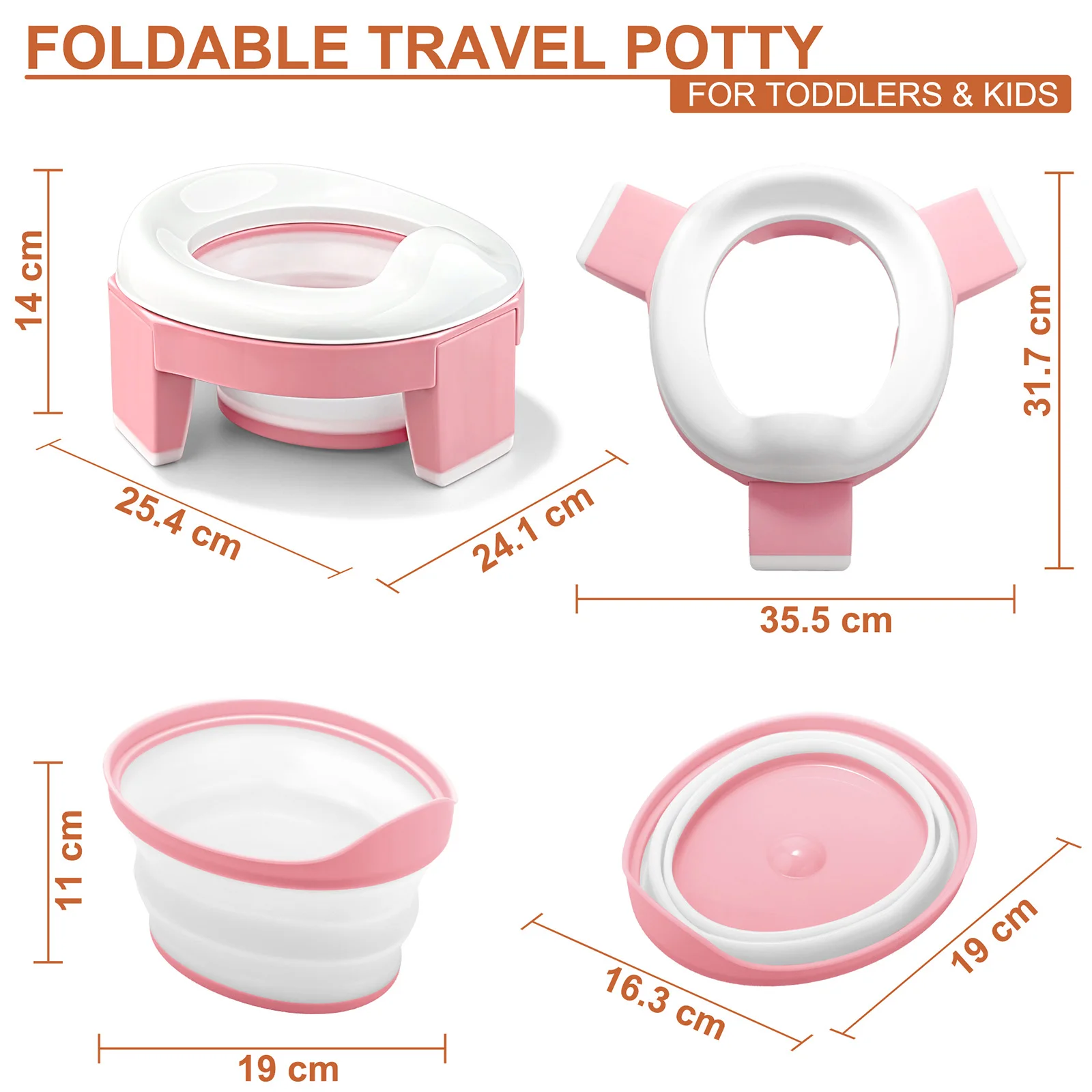 TYRY.HU Baby Portable Toilet Multifunction Pot Silicone Baby Folding Potty Training Seat 3 in 1 Travel Training Chair Toilet Pot 5