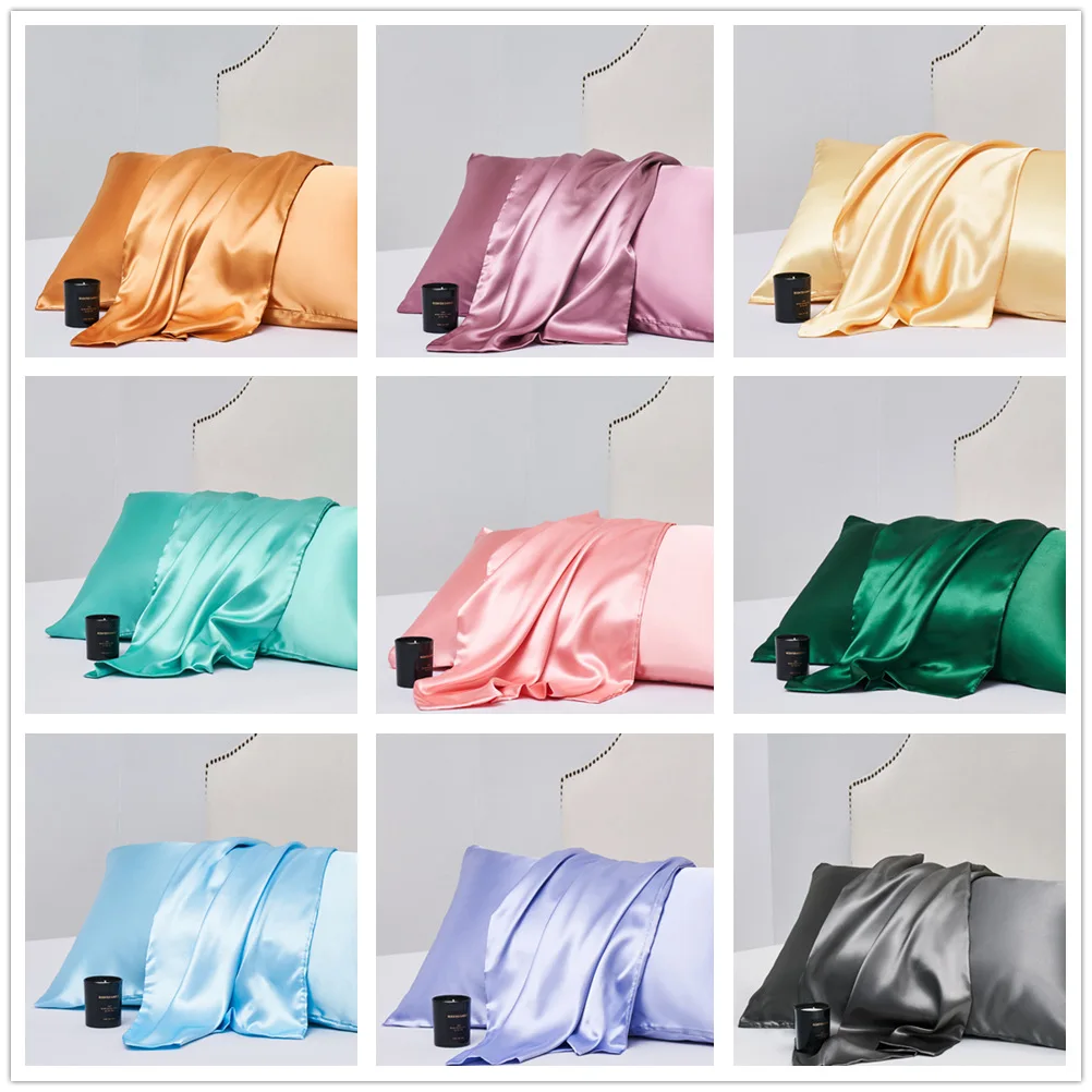 

Solid color 51x66 Silk pillow case cover silk pillowcase pure 100 silk