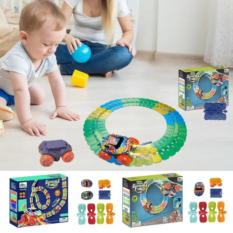 

Race Car Track Building Blocks Car Soft Rubber Assembled Weight less Electric Ever Changing Flexible Track Set Creative Toys