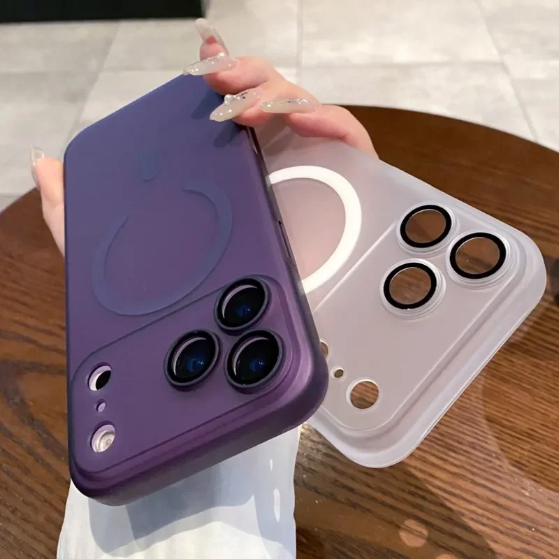 Luxury Ultra-Thin Matte Clear Magnetic Wireless Charging Case