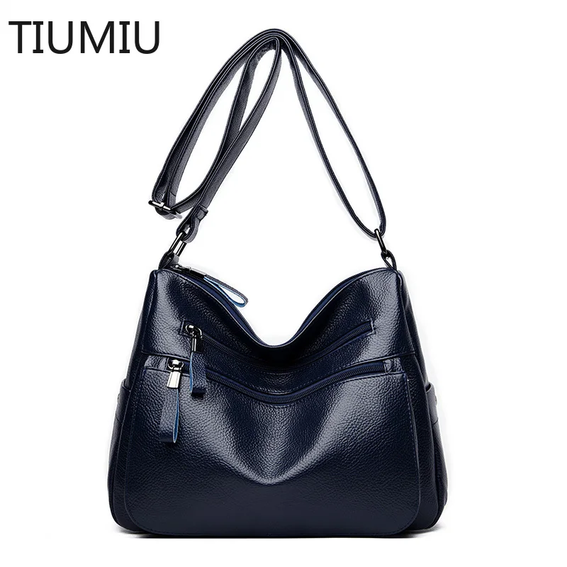 

Женские сумки через плечо TIUMIU с двойной молнией, кожаные женские сумки через плечо, сумка большой емкости, сумка-мессенджер для дам, тоут