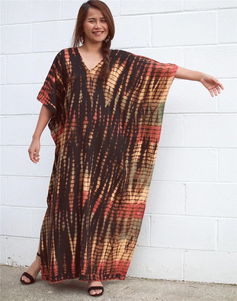 Fashion Casual Striped Print Long Dresses Women Bohemian V-neck Bat Sleeve Loose Slit Beach Dress Summer New Beachwear Vestidos 86 Fashion Casual Striped Print Long Dresses Women Bohemian V-neck Bat Sleeve Loose Slit Beach Dress Summer New Beachwear Vestidos