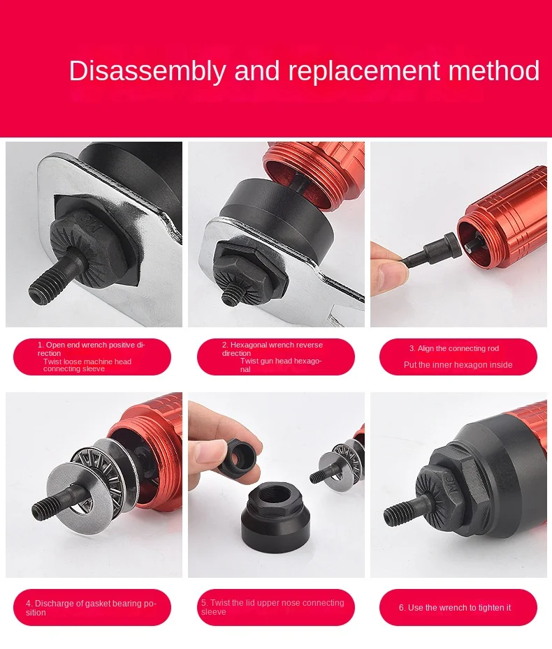 Rivet Nut Gun Riveting M3~M8 Cordless Rivet Drill Electric Adapter Insert Nut Tool, Can Be Used In Manual And Electric Mode
