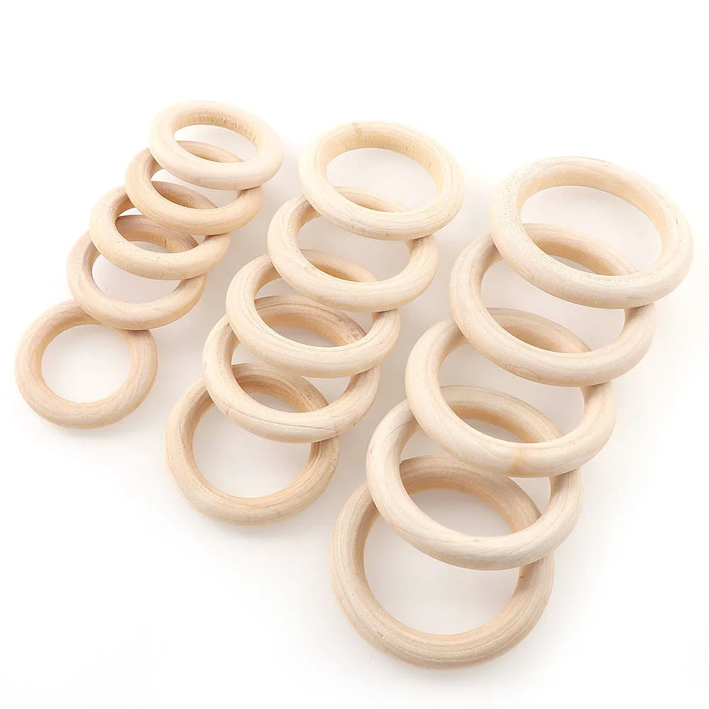 LuanQI 15-100mm Natural Wood Rings Unfinished Solid Wooden Rings for Macrame  DIY Crafts Wood Hoops Decorate Jewelry Making