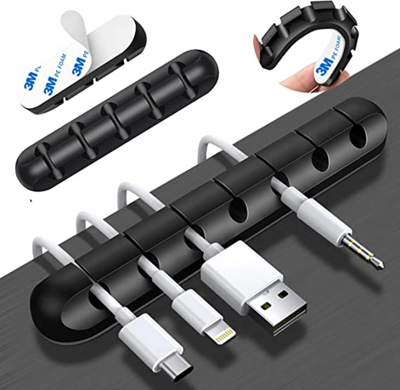 Home Office Cable Holder Silicone Line Organizer Clips USB Winder Manager Splitter 1 Pcs 3/5/7 Holes cable organizer,cable protector,cable clip