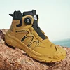 Winter Yellow Men's Biker Boots Street Knob Design Motorcycle Boots Men Outdoor Ankle Boots For Man Leather Boot botas masculino