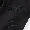 Men Leather Patch Biker Jeans for Motorcycle Streetwear Holes Ripped Patchwork Stretch Denim Pants Black Skinny Tapered Trousers 4