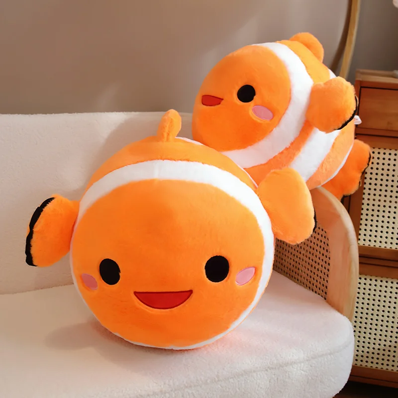 New Large Clown Fish Plush Toy Soft Clownfish Stuffed Animals Cuddly Pillow Birthday Gift For Kids Ocean Party Home Decoration